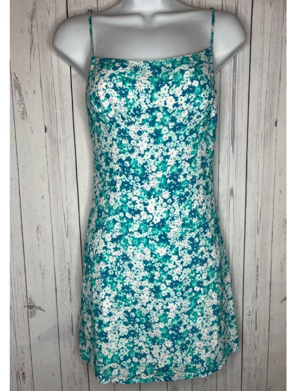 Sky To Moon Women’s Mini Dress Blue & White Floral Size Small Summer Sundress